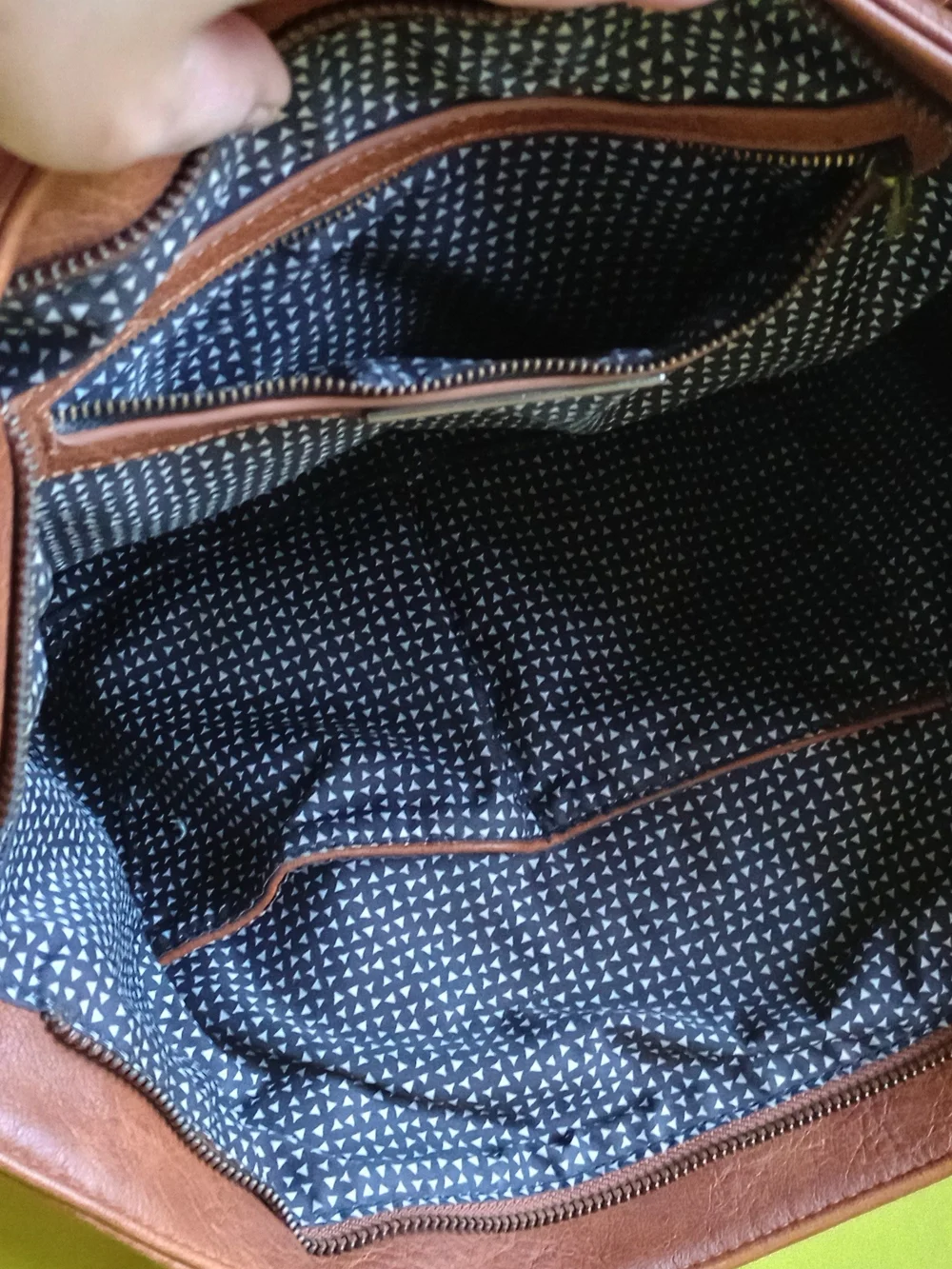 Antik Kraft Men's Brown Leather Tote with Patterned Lining